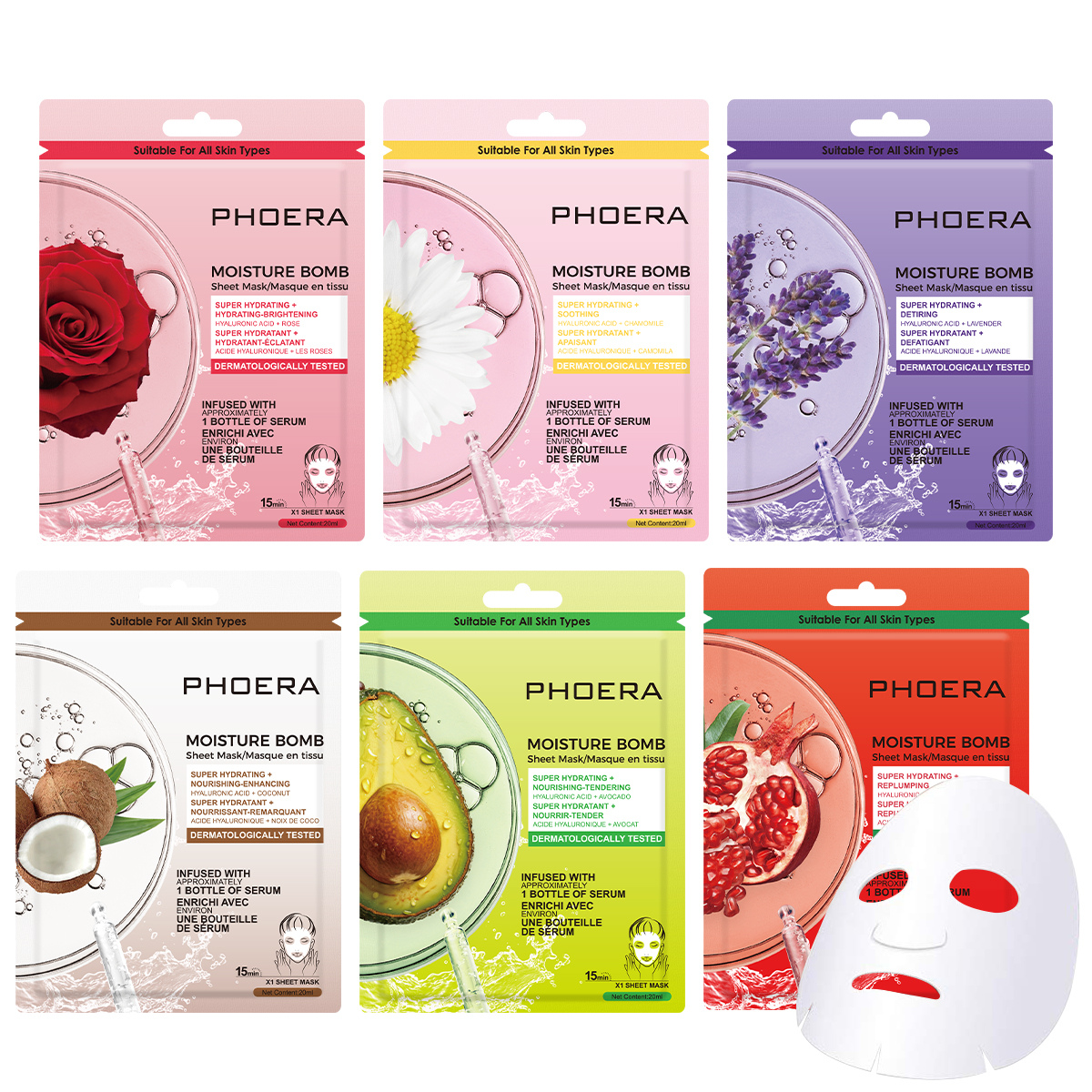 Moisture Bomb Máscara Facial de Tecido – Phoera Makeup Europe