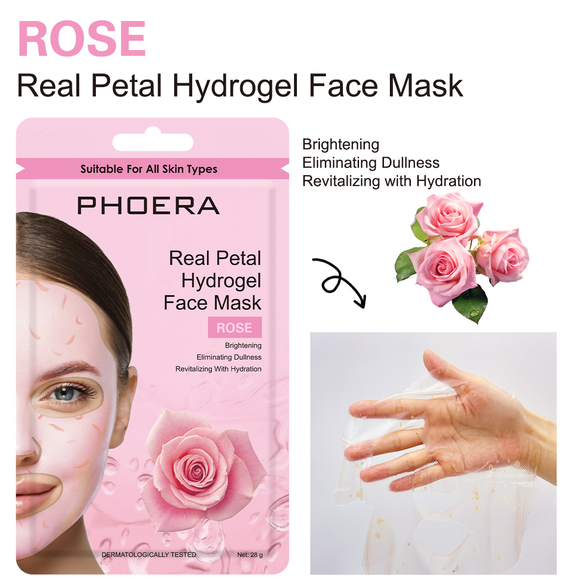 Hydrogel-Gesichtsmaske mit echten Blütenblättern