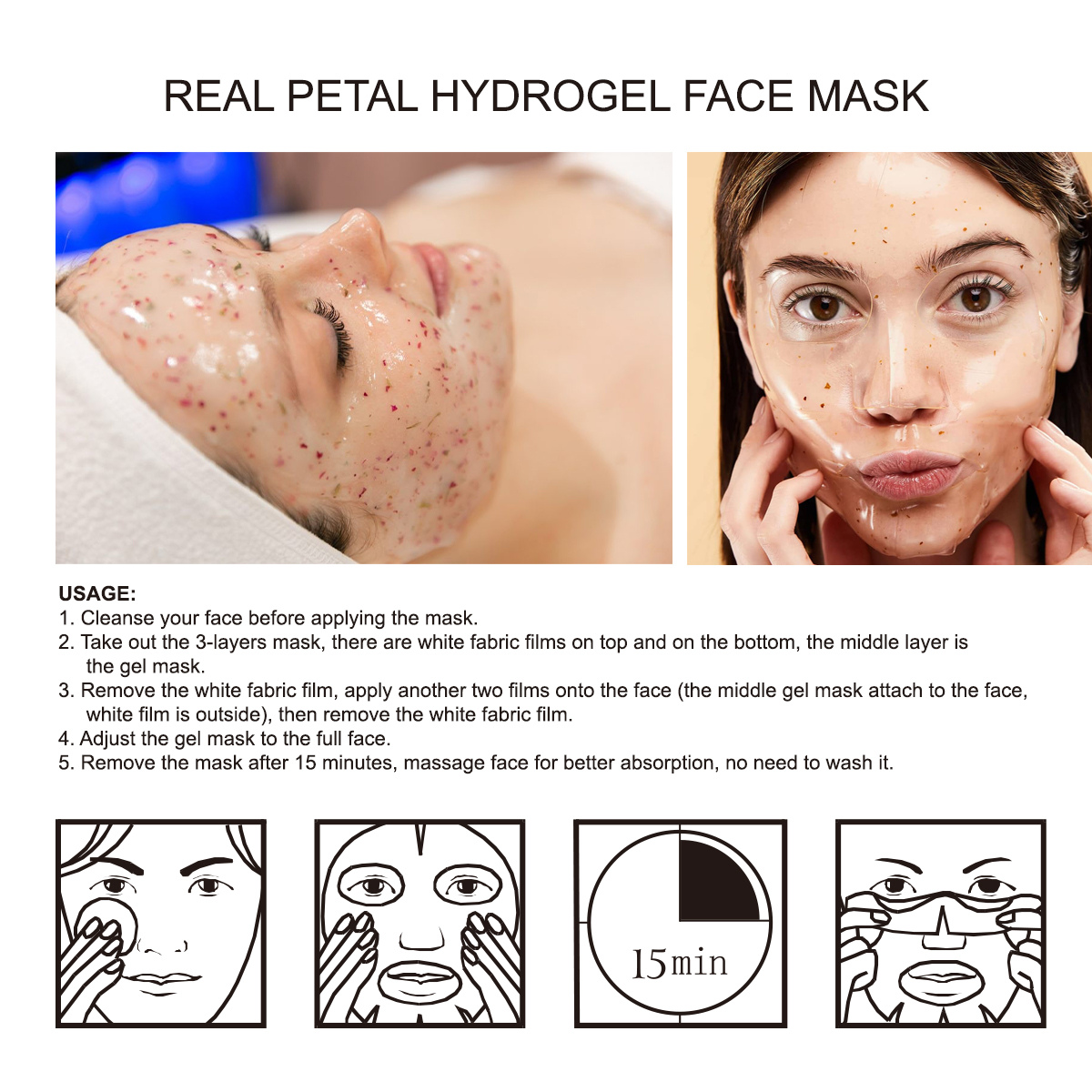 Masque facial hydrogel aux vrais pétales