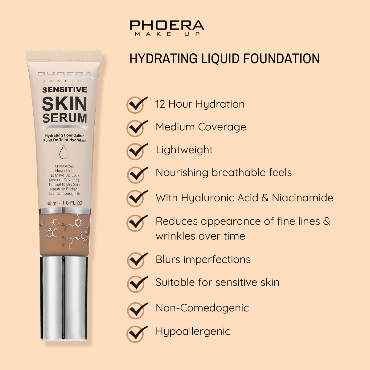 Hydrating Skincare Foundation with Hyaluronic acid